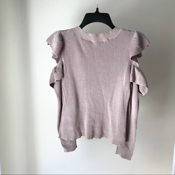 ✨She + Sky Dusty Lilac Crop Ruffle Sweater Top - Picture 6 of 7